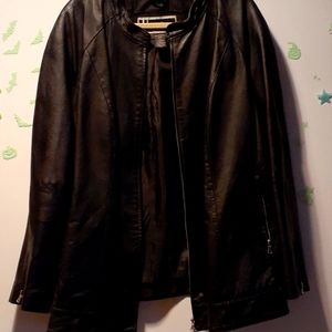Plus size leather jacket black.